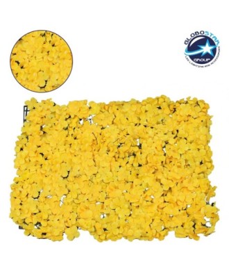 GloboStar® 78317 Συνθετικό Πάνελ Λουλουδιών - Κάθετος Κήπος Ορτανσία Κίτρινο Μ60 x Υ40 x Π5cm